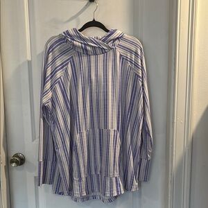 LuLaRoe Striped Purple/White/grey-Women's Hoodie- NWOT- Amber